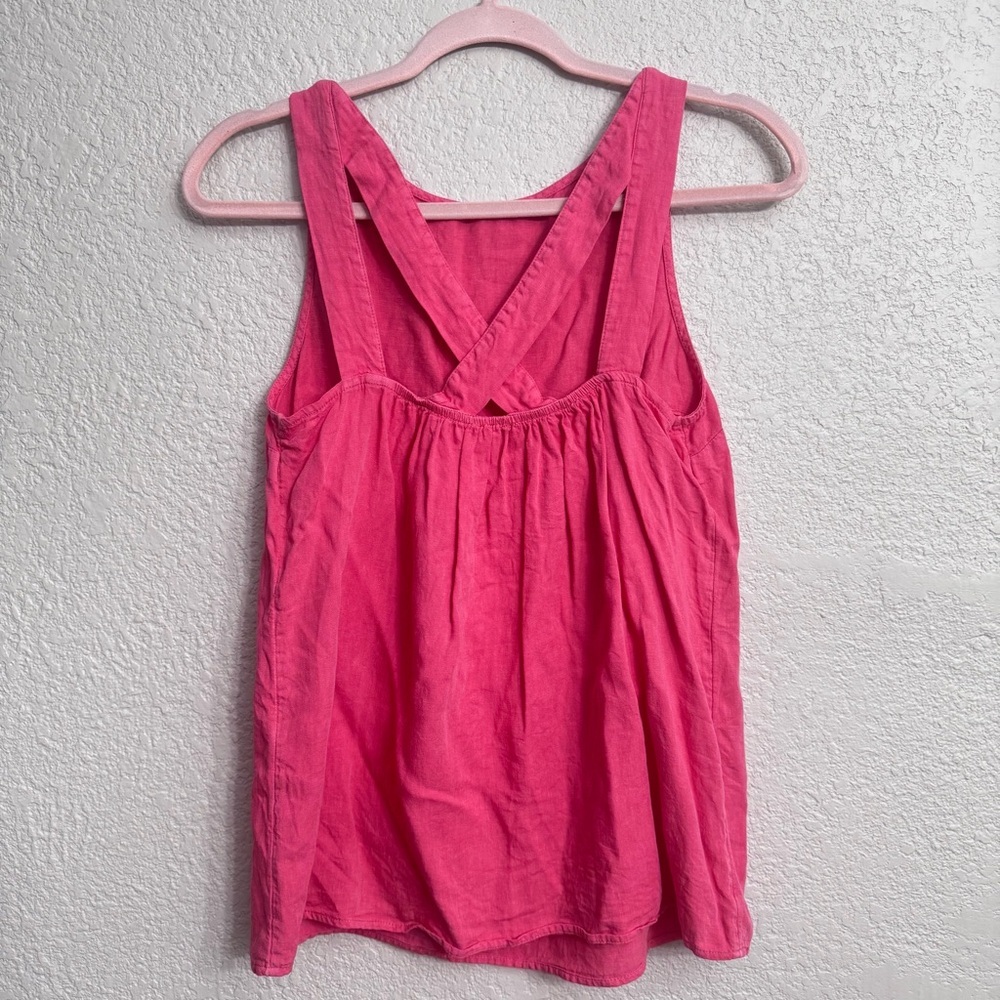 Market & Spruce Pink Linen Blend Tank Top | Criss Cross Back | Size Small - Picture 4 of 6